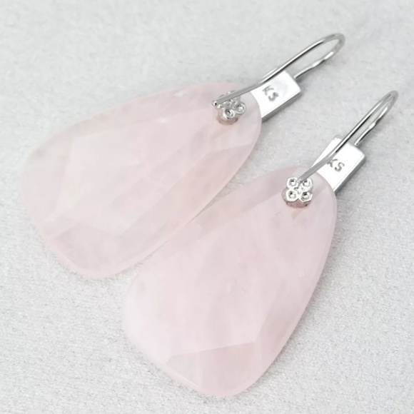 Kendra Scott "Marty" Silver & Rose Quartz Earrings - Picture 2 of 3